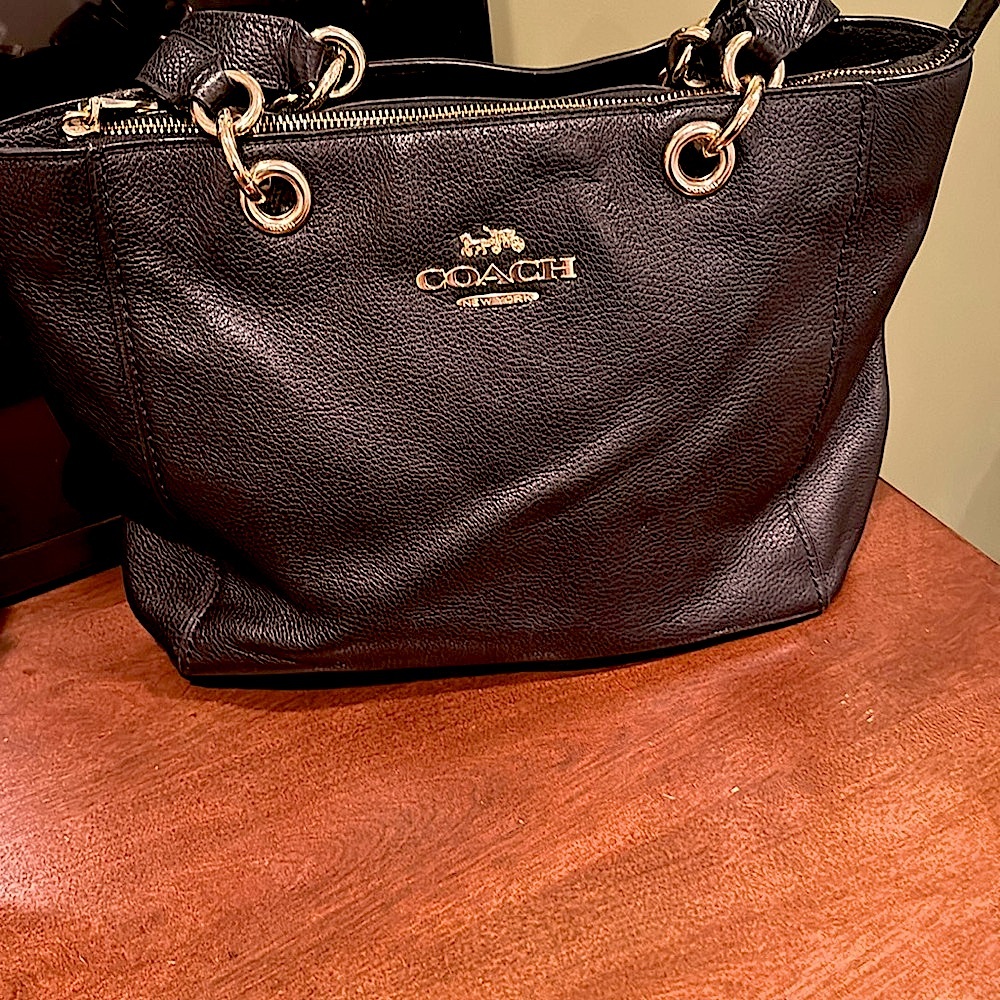 Coach Black leather bag gently used.